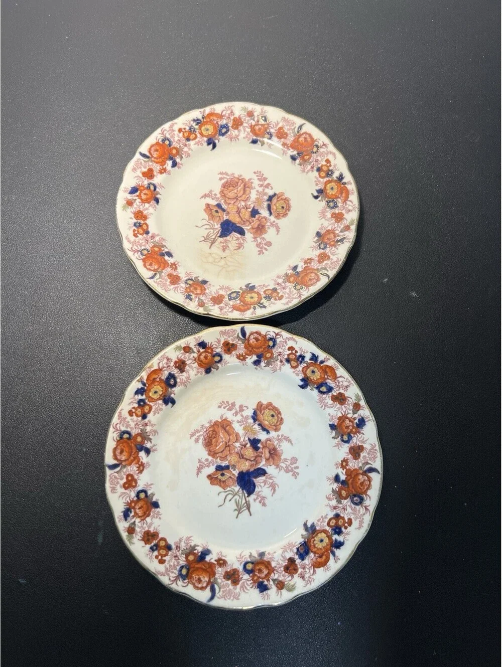 Royal Cauldon Vintage 1930s 2 Majestic Bread Butter Plates 6.5” ONE REPAIRED